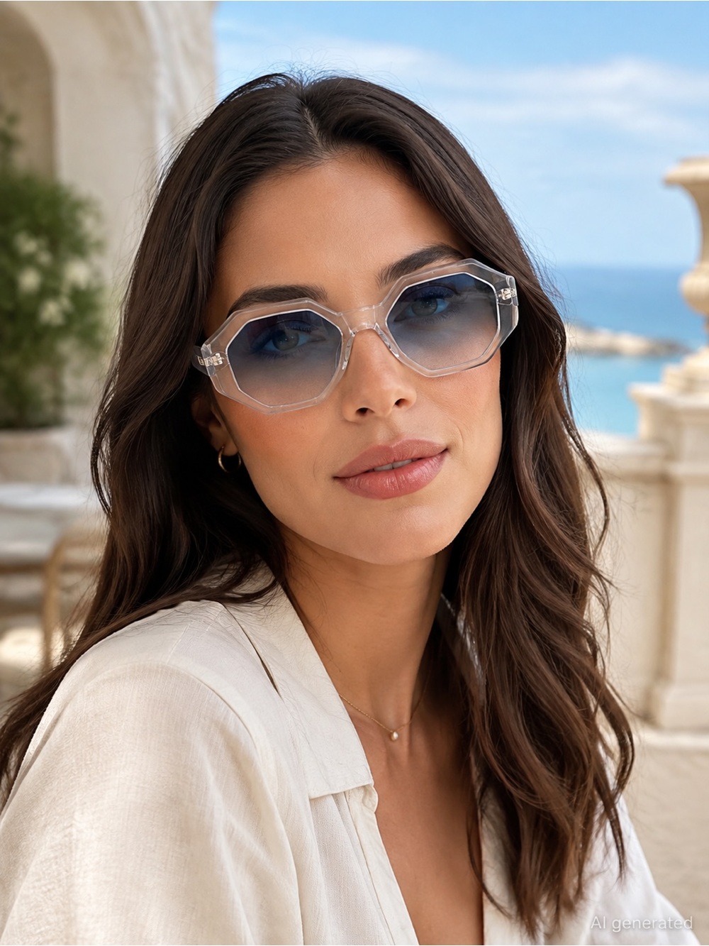 Garrett Leight Clear Frame Blue Gradient Sunglasses NWT Retro Hollywood